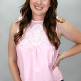 Excuse The Mess Sleeveless Medallion Top, Pink