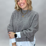 ENTRO Fair To You Mock Neck Sweater, Gray