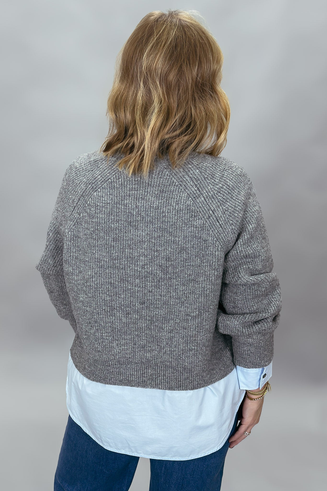 ENTRO Fair To You Mock Neck Sweater, Gray, alternate product view