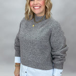ENTRO Fair To You Mock Neck Sweater, Gray, alternate product view