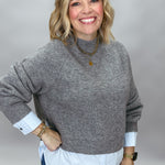 ENTRO Fair To You Mock Neck Sweater, Gray, alternate product view