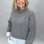 ENTRO Fair To You Mock Neck Sweater, Gray, alternate product view