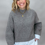 ENTRO Fair To You Mock Neck Sweater, Gray, alternate product view