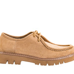 Corkys Fall For It camel moc-toe shoe with contrast stitching