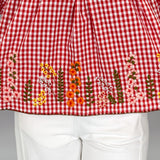 Floral Embroidered Gingham Top, Red