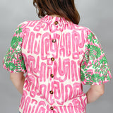 Fool Hearted Memory Embroidered Puff Sleeve Top, Pink