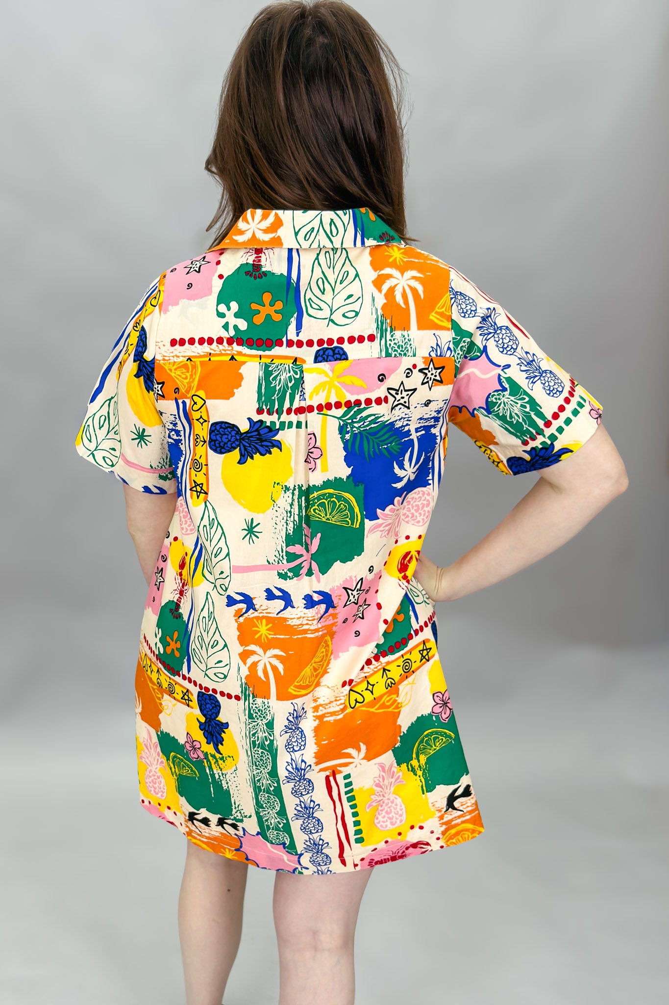 Fool That I Am Tropical Print Shirt Dress L Fool That I Am Tropical Print Shirt Dress L