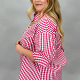 Forever Love V-neck Gingham Top, Pink