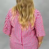 Forever Love V-neck Gingham Top, Pink
