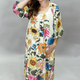 Garden Party Long-sleeve Dress, Multi