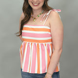 Got Better Striped Babydoll Top, Pink