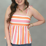 Got Better Striped Babydoll Top, Pink