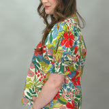 Gunpowder & Lead Floral Puff Sleeve Ruffled Mock Neck Top