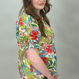 Gunpowder & Lead Floral Puff Sleeve Ruffled Mock Neck Top