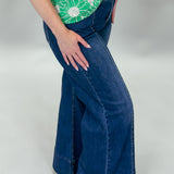 He Gets That From Me Mid Rise Ankle Wide Flare Jeans, Dark