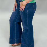 He Gets That From Me Mid Rise Ankle Wide Flare Jeans, Dark