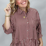 Head Over Boots Gingham Button Down Top, Red