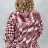 Head Over Boots Gingham Button Down Top, Red