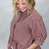 Head Over Boots Gingham Button Down Top, Red
