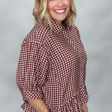 Head Over Boots Gingham Button Down Top, Red