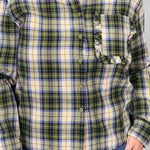COMPANIA FANTASTICA Heart Eyes Long Sleeve Ruffle Pocket Top, Green Plaid, alternate product view