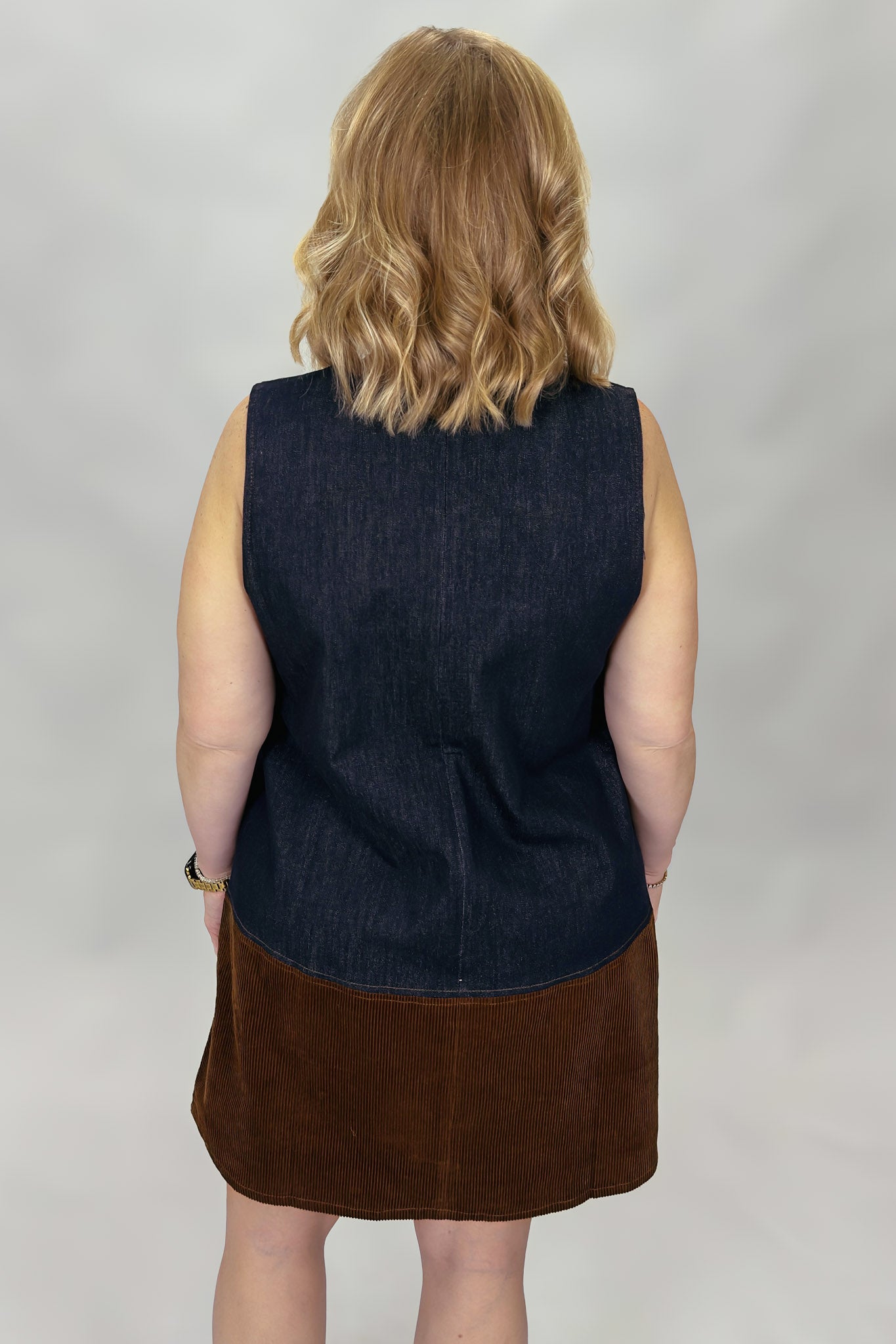 THML Heartbeat Highway Colorblock Sleeveless mini Dress, Denim, alternate product view