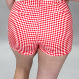 Here Is Gone Gingham Front Pocket Shorts, Red