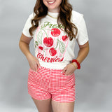 Here Is Gone Gingham Front Pocket Shorts, Red
