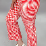 High Rise Crop Flare Jeans, Red Gingham
