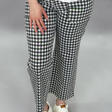 High Rise Front Pocket Wide Leg Jeans, Black Gingham