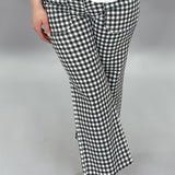 High Rise Front Pocket Wide Leg Jeans, Black Gingham