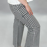 High Rise Front Pocket Wide Leg Jeans, Black Gingham
