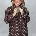 COMPANIA FANTASTICA I Love A Rainy Night Floral Print Rain Jacket, Brown, alternate product view