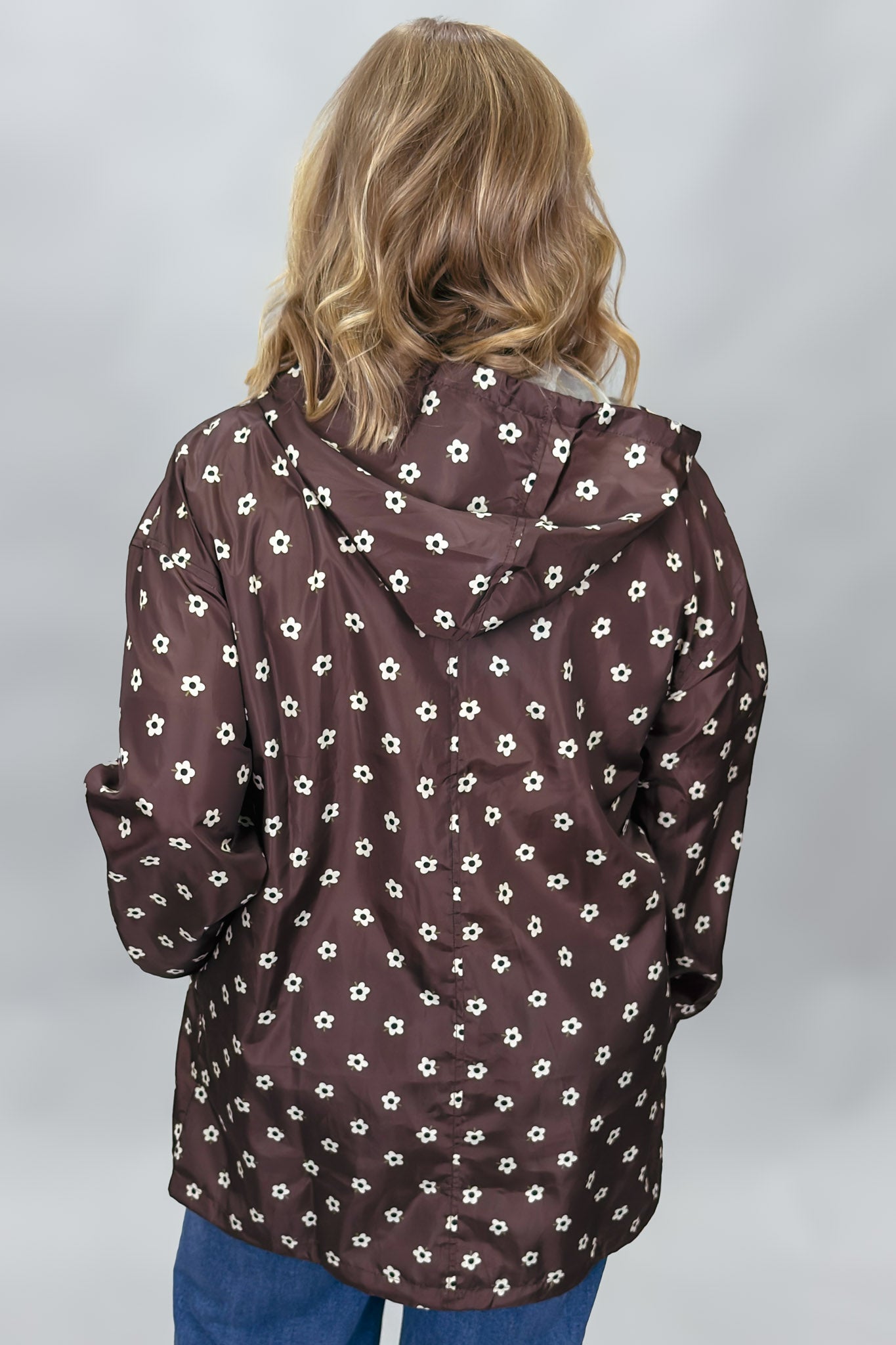 COMPANIA FANTASTICA I Love A Rainy Night Floral Print Rain Jacket, Brown, alternate product view