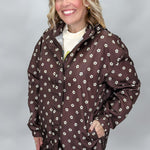 COMPANIA FANTASTICA I Love A Rainy Night Floral Print Rain Jacket, Brown, alternate product view