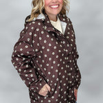 COMPANIA FANTASTICA I Love A Rainy Night Floral Print Rain Jacket, Brown, alternate product view