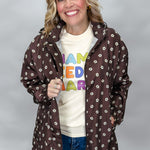 COMPANIA FANTASTICA I Love A Rainy Night Floral Print Rain Jacket, Brown, alternate product view