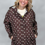 COMPANIA FANTASTICA I Love A Rainy Night Floral Print Rain Jacket, Brown, alternate product view