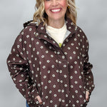 COMPANIA FANTASTICA I Love A Rainy Night Floral Print Rain Jacket, Brown