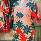 Lulu Half-Sleeve Floral Mini Dress, Sedona