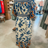 Jaded Lover 3/4 Sleeve Floral Midi Dress