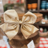 Fabric Bow w/Magnet, Metallic Gold