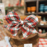 Fabric Bow w/Magnet, Holiday Plaid