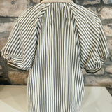 Love Me Not Half-Zip Stripe Puff Sleeve Top, Olive