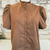 We Should Be Together Ruffle Collar Front Button Top