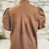 We Should Be Together Ruffle Collar Front Button Top