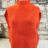 Too Sweet Sleeveless Mock Neck Sweater, Rust