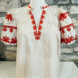 Just for Now Embroider Puff-Sleeve Top, Cream