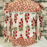 Hello My Old Heart Ruffle Long-Sleeve Printed Top, Pink