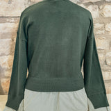 Block Me Out Mock Neck Layered Shirt Sweater, Olive